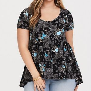 Torrid super soft babydoll hi-low top.